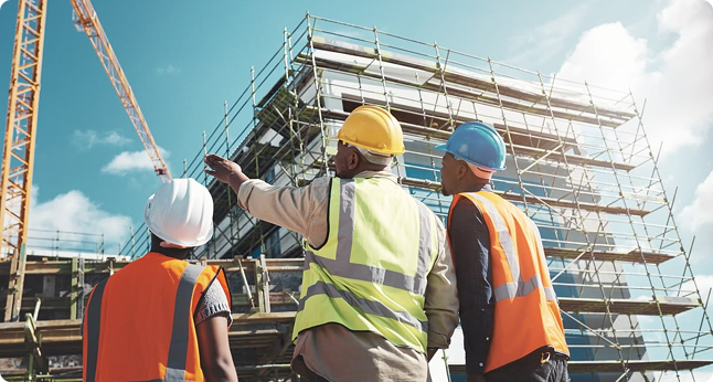Équipe sur un chantier de construction